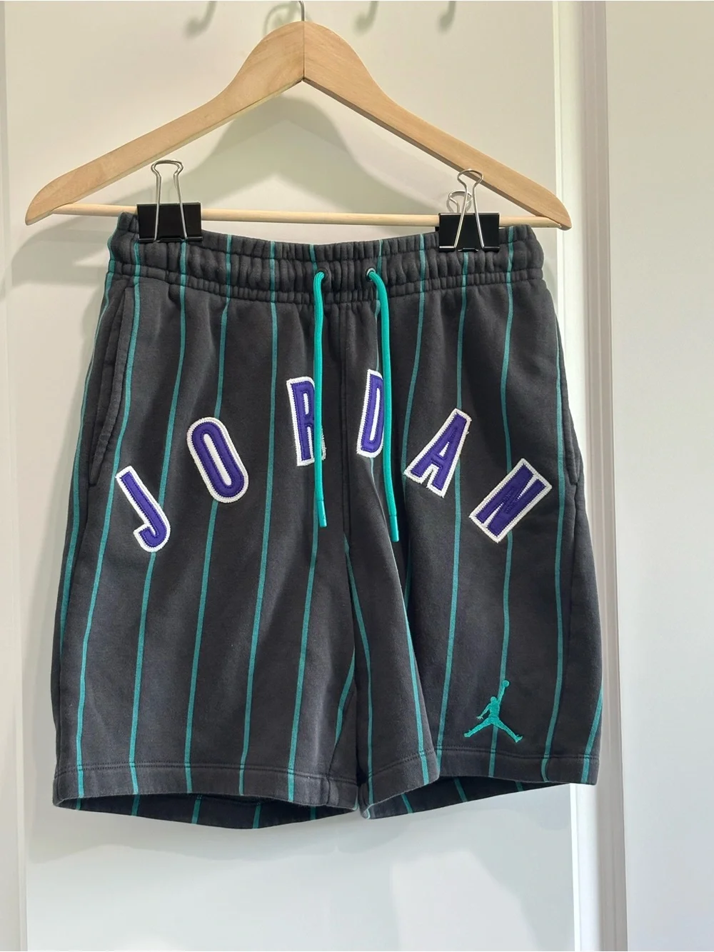 Jordan Men's Black with Teal Pinstripe Athletic Shorts